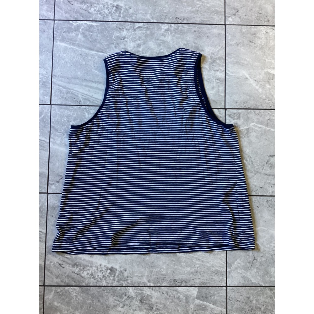 Pact Organic Cotton Striped Tank Top Navy Blue White XXL Sleeveless Crew Neck - Picture 5 of 6